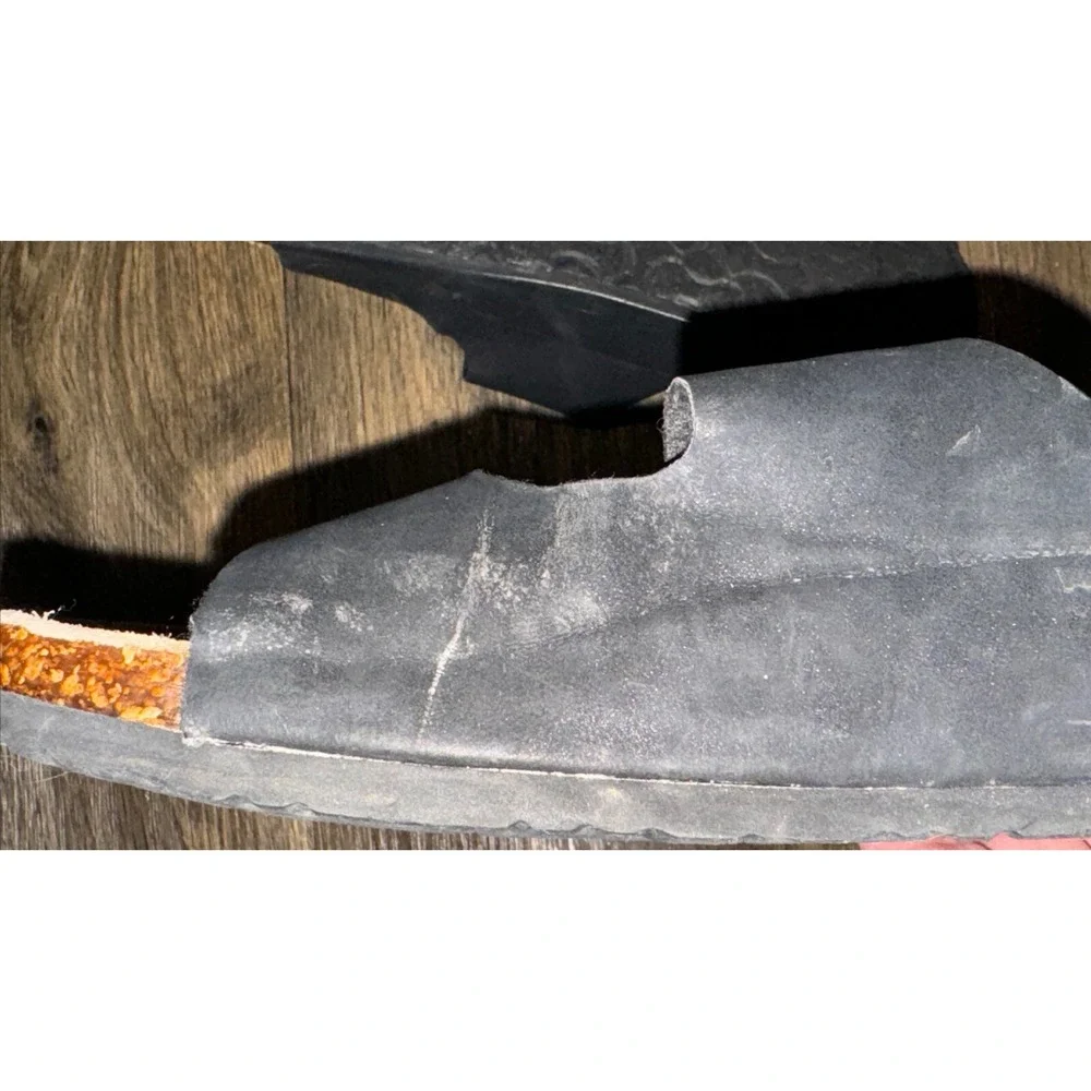 Cork Footbed Sandal Comfort  Boho Slip On Buckle Black Leather Women's 8.5